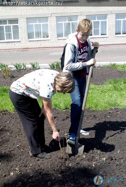 Школьники поселка Лопуховка украшают мир розами
