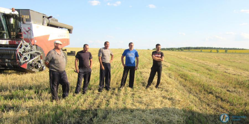 Артисты села Озерное выступили в поле перед хлеборобами