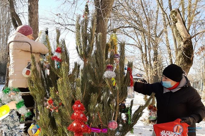 Под окнами ковидного госпиталя волонтеры нарядили елку