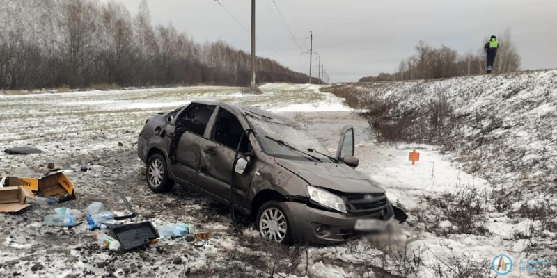 У Колышлея автоледи на "Гранте" слетела с трассы