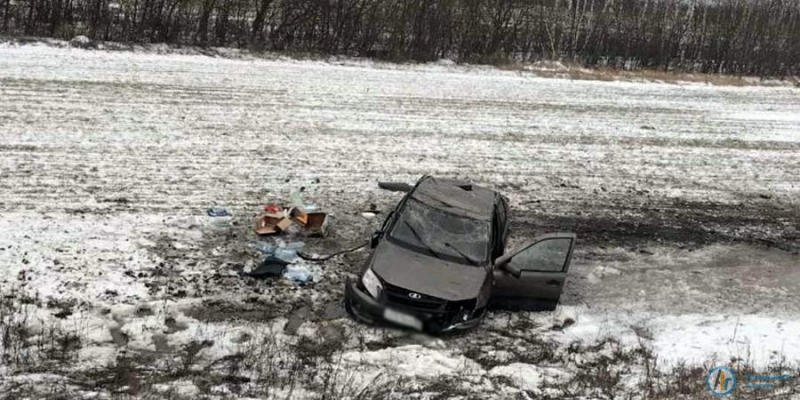 У Колышлея автоледи на "Гранте" слетела с трассы