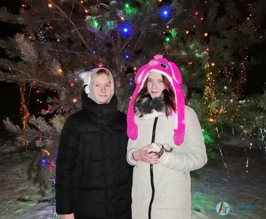 В новогоднюю ночь жители Даниловки пришли на площадь в центре села